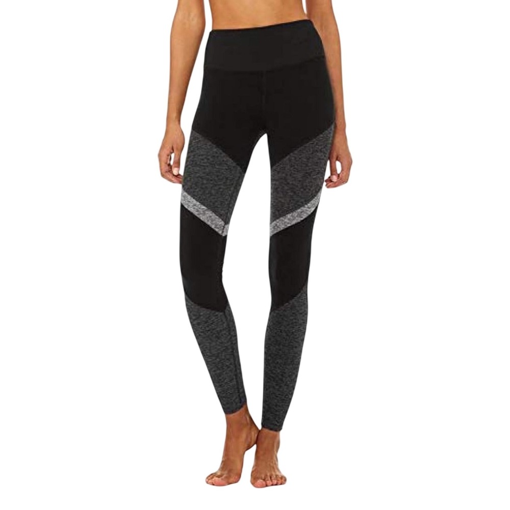 Alo Yoga Womens High Waist Coast Leggings Black Grey Colorblock Mesh XS